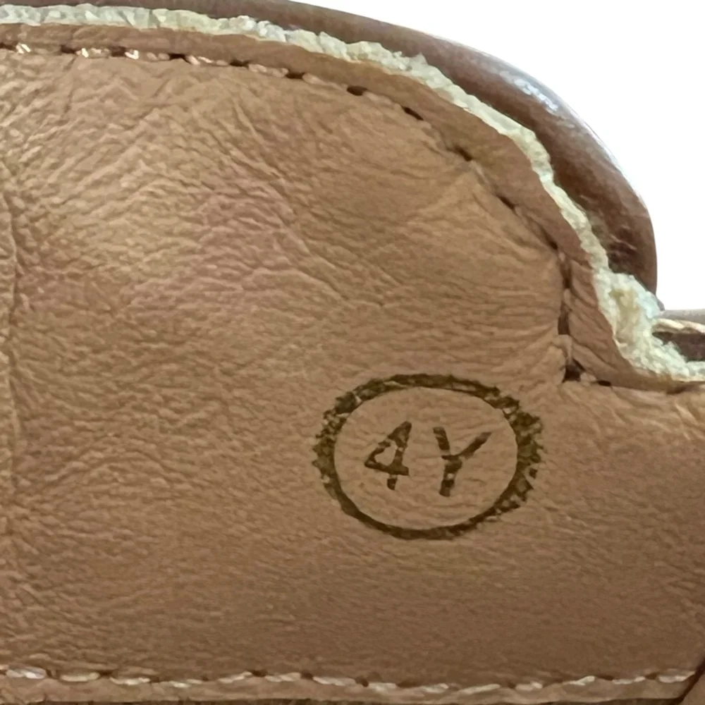 Brown Side Zip Lug Sole Ankle Boots Girls Size 4Y Faux Leather Chelsea Style